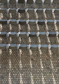 High angle view of empty chairs