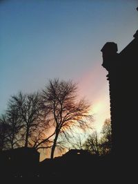 Low angle view of silhouette trees against sky