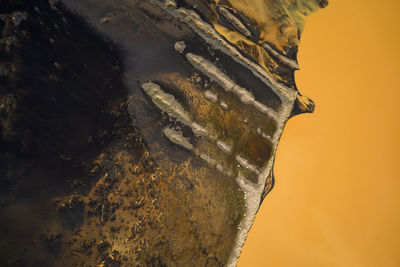 Aerial view of orange river in southern iceland