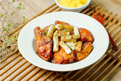 Close-up of food in plate on table