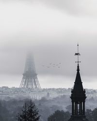 View of communications tower against sky