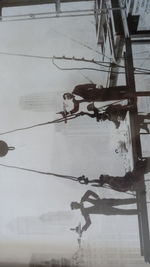 High angle view of reflection on street in city