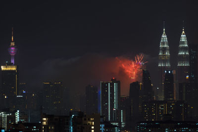 City lit up at night