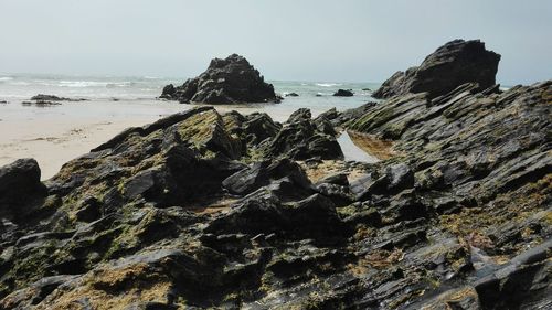 Scenic view of sea against clear sky