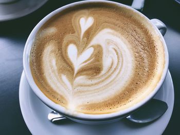 High angle view of cappuccino