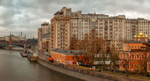 High angle view of buildings in city