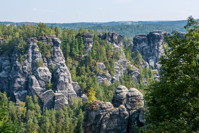 Scenic view of rock formations against sky