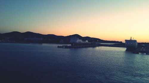 View of calm sea at sunset