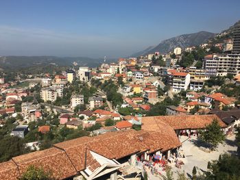 Aerial view of cityscape against sky