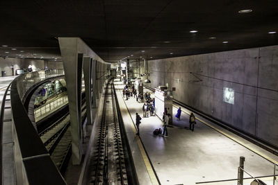 High angle view of escalator at railroad station