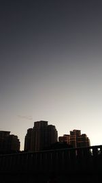 Low angle view of buildings against sky during sunset