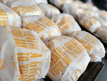 Close-up of chocolate cake for sale