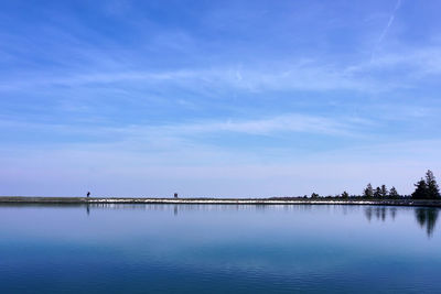 Scenic view of sea against blue sky