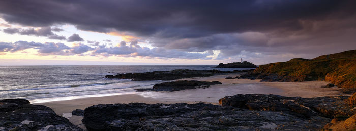 Scenic view of sea against sky during sunset