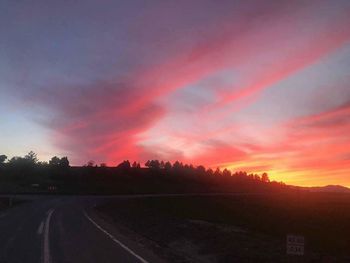 Road on landscape at sunset