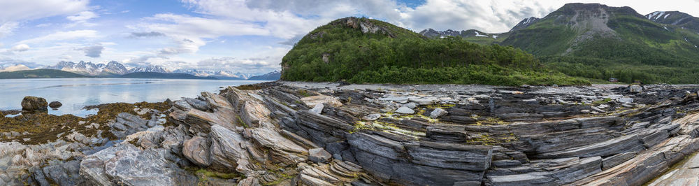 Scenic view of rocky shore