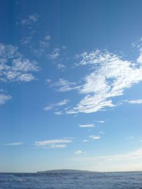 Scenic view of sea against blue sky