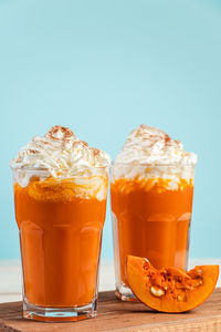 Close-up of drink against white background