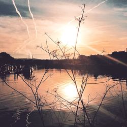 Scenic view of sunset over river