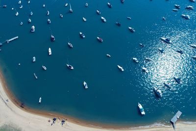 High angle view of people on beach