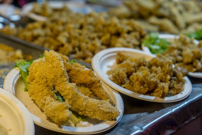 Close-up of food served in plate