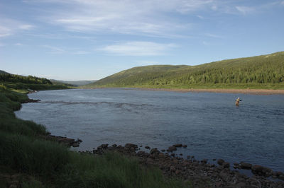 Scenic view of lake against sky