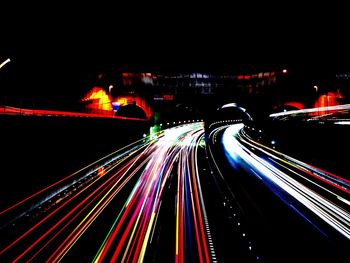 Light trails on highway at night