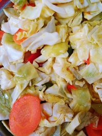 High angle view of chopped fruits in plate