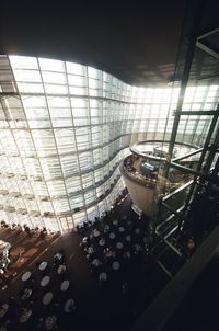 High angle view of staircase in building