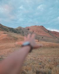 Shadow of person on mountain