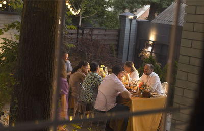 Group of people sitting in restaurant