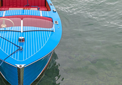 High angle view of boat moored in sea