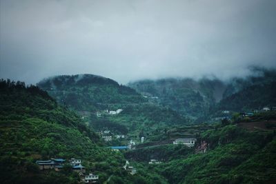 High angle view of landscape against sky