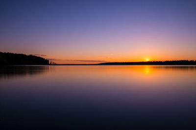 Scenic view of lake at dusk