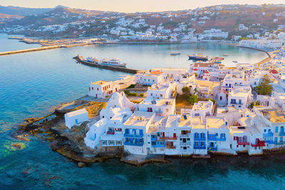 High angle view of boats in sea