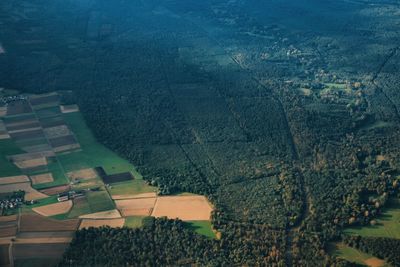 High angle view of agricultural landscape