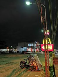 Bicycles on street at night