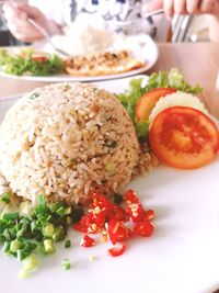 Close-up of meal served in plate