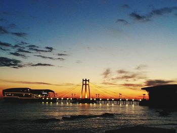 Scenic view of sea against sky at dusk