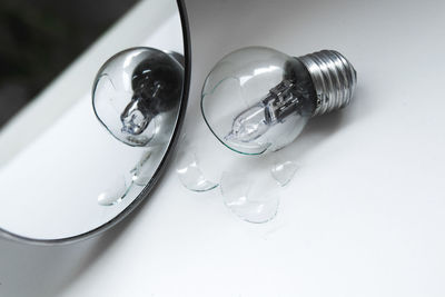 High angle view of glasses on table