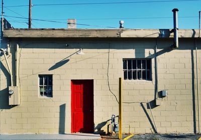 Closed door of building