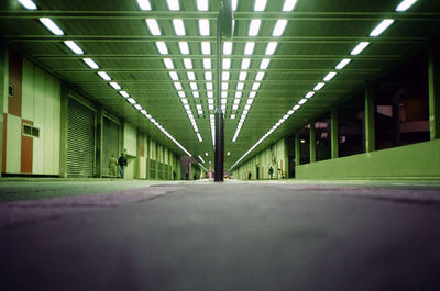 Surface level of illuminated corridor