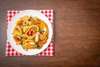 High angle view of food on table