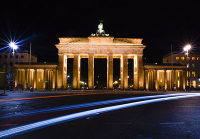 Illuminated building at night