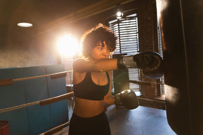 Woman exercising in gym