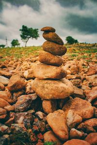 Stack of stones on rock