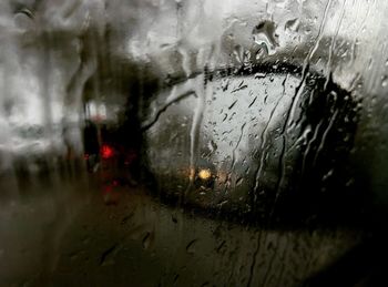 Close-up of wet window in rainy season