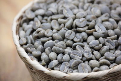 Close-up of coffee beans in basket