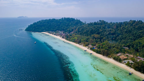 High angle view of beach against sky