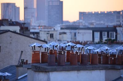 Buildings in city during winter